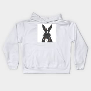 rabbit black gray white brown Kids Hoodie